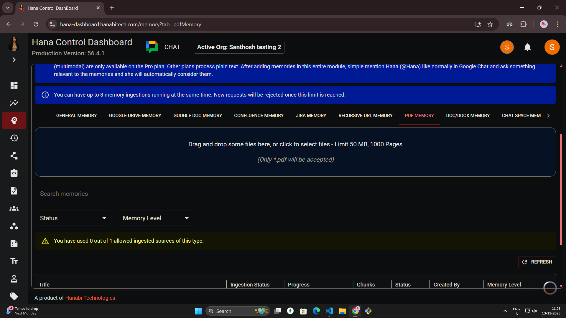 Pdf memory in Hana dashboard