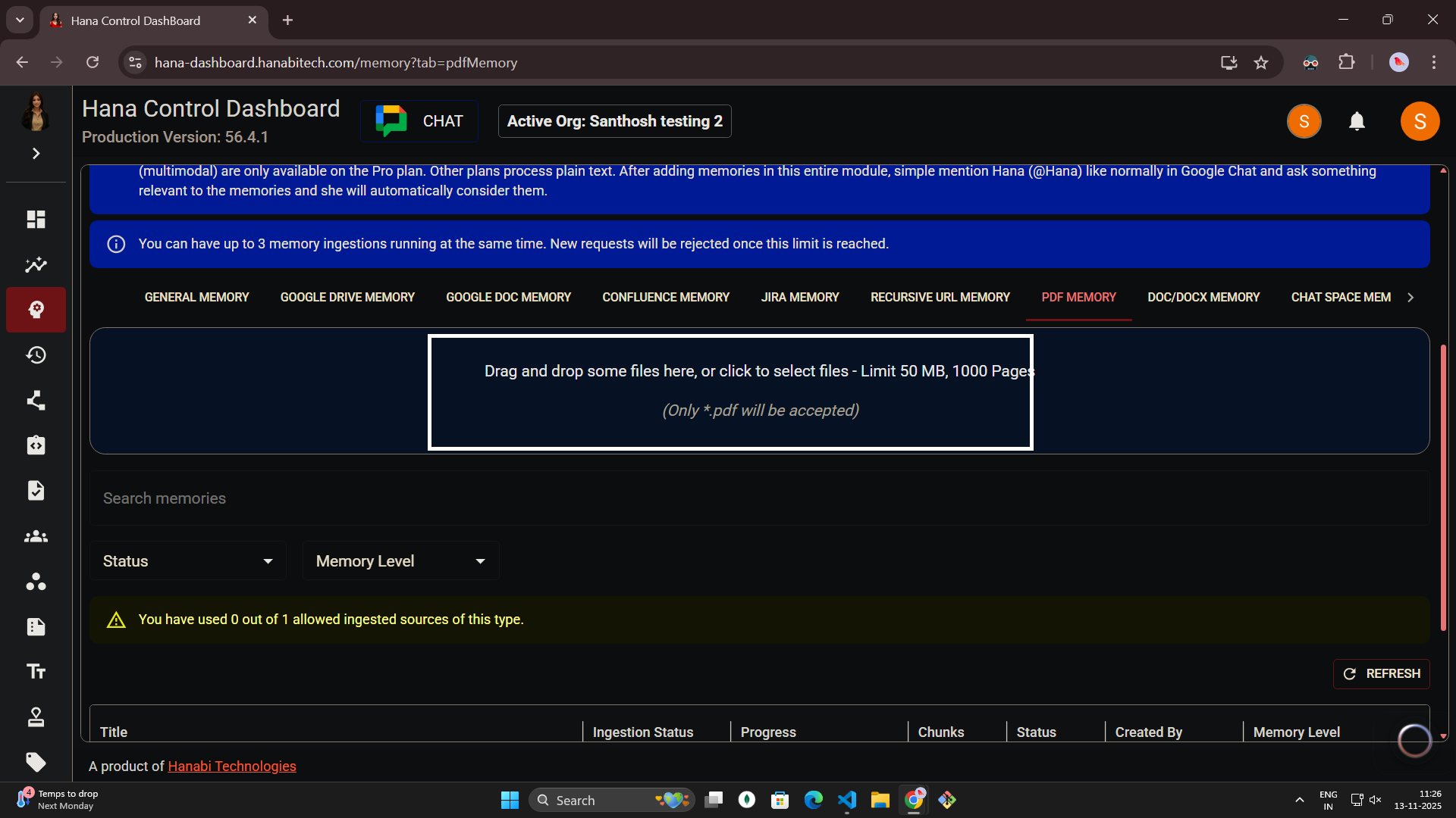 Pdf memory in Hana dashboard