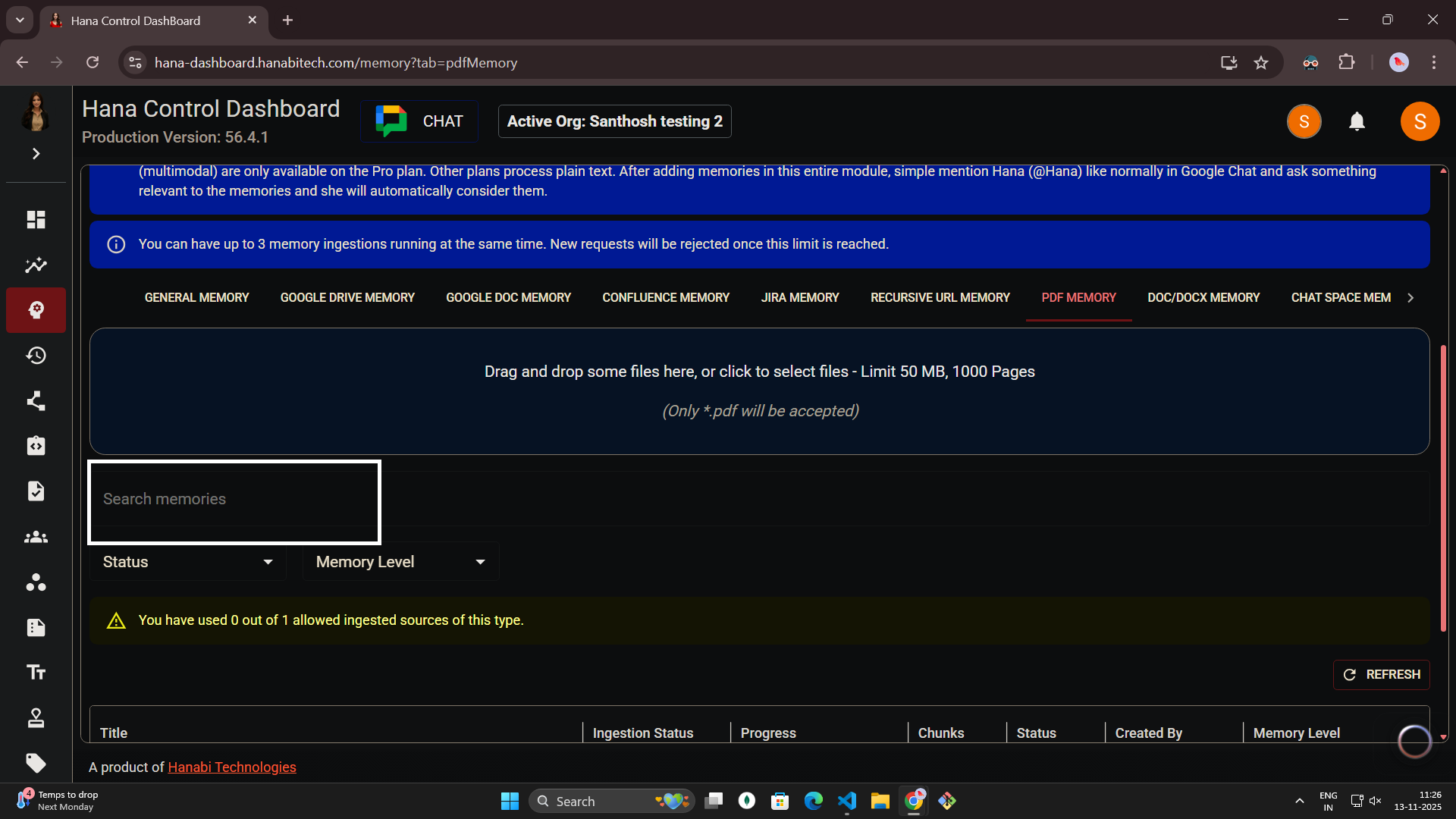 Pdf memory in Hana dashboard