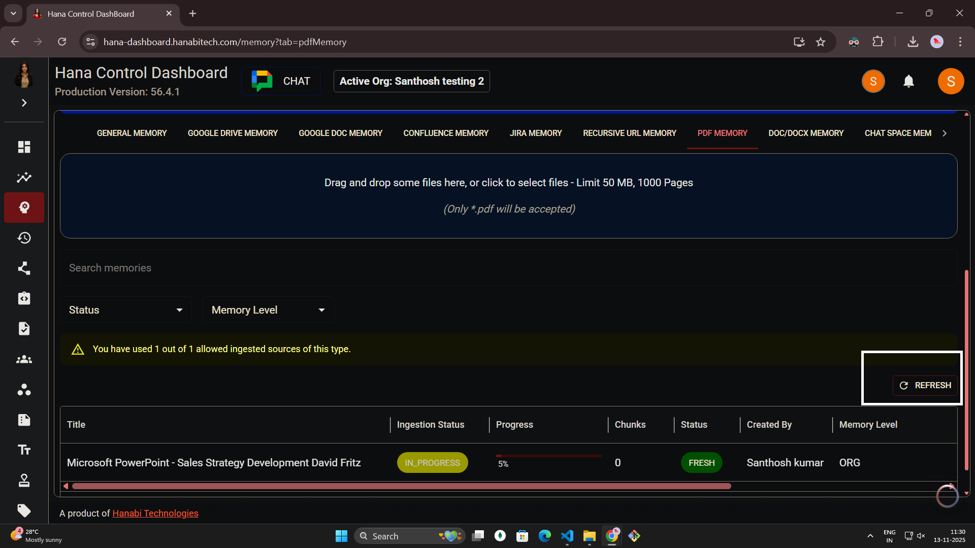 Pdf memory in Hana dashboard