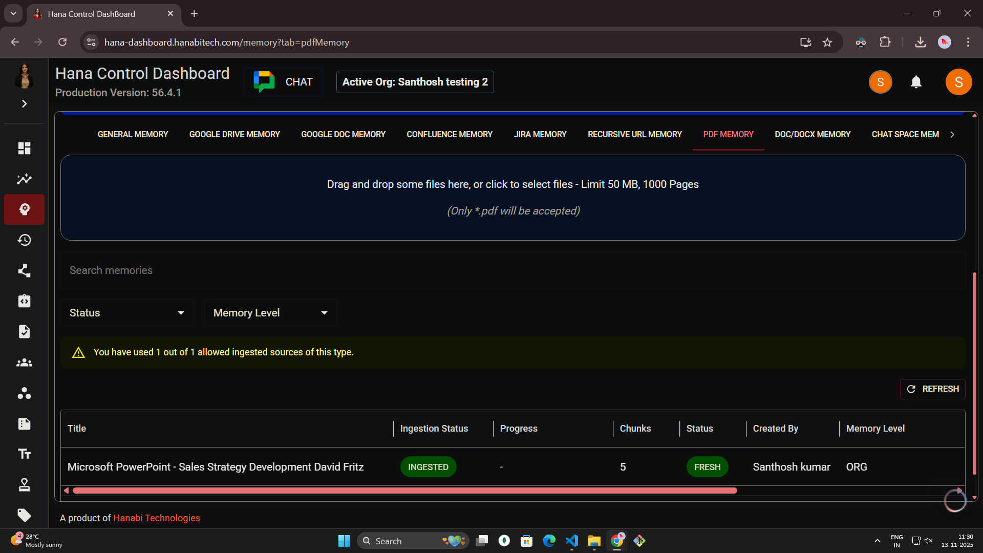 Pdf memory in Hana dashboard