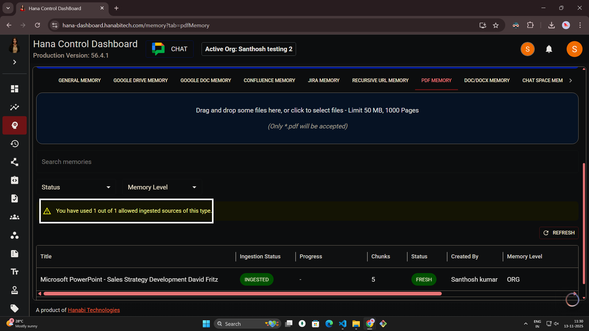 Pdf memory in Hana dashboard