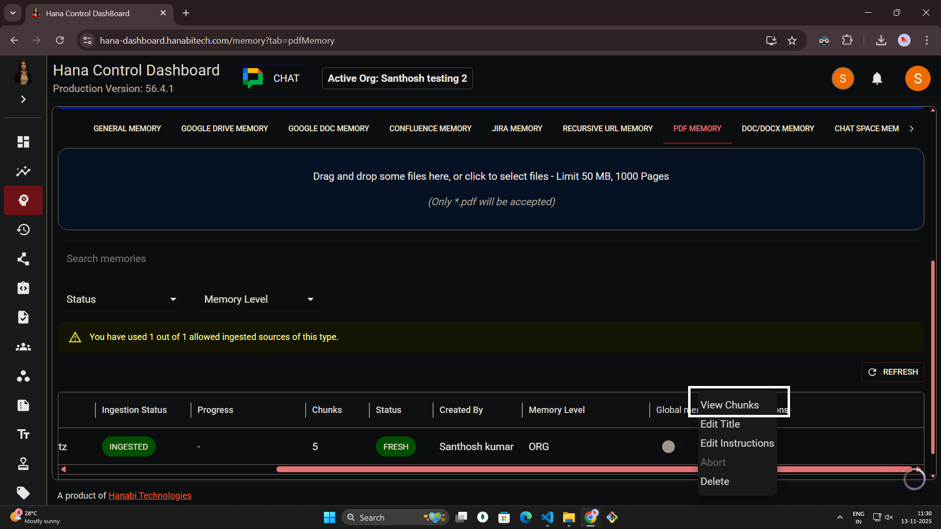 Pdf memory in Hana dashboard