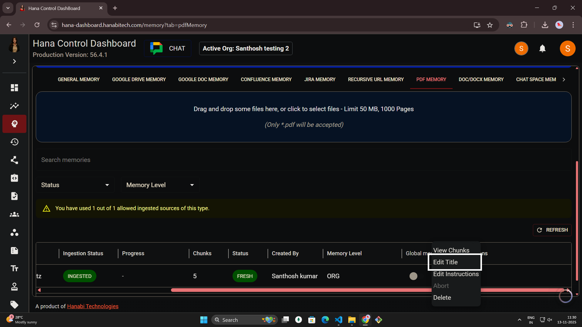 Pdf memory in Hana dashboard