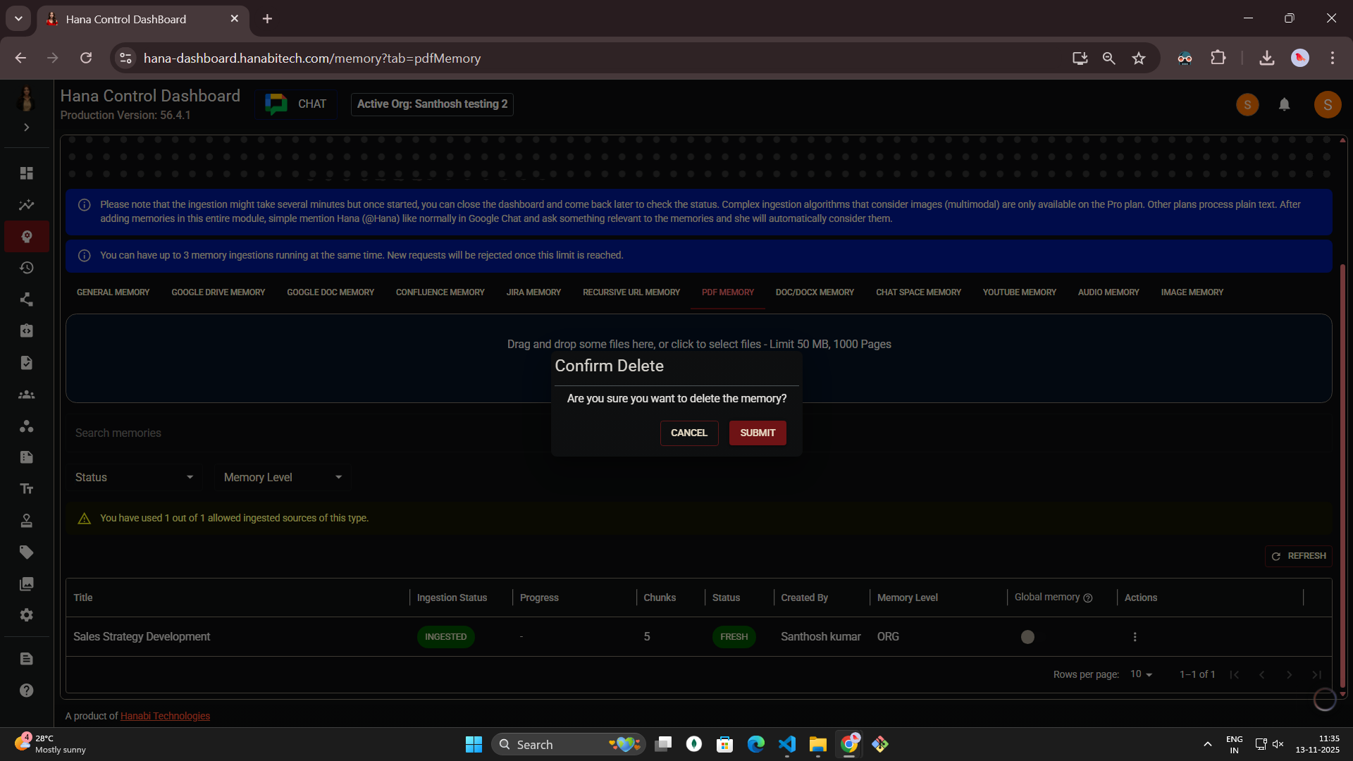 Pdf memory in Hana dashboard