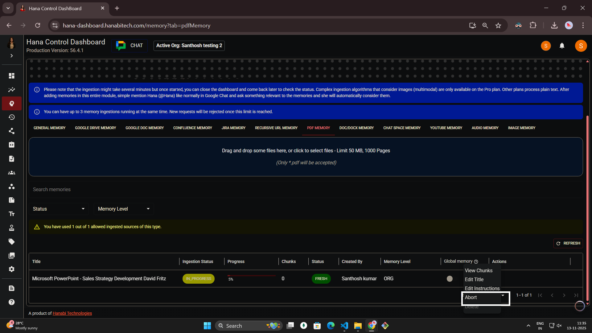 Pdf memory in Hana dashboard