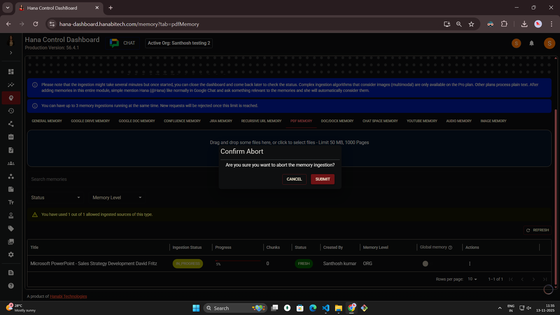 Pdf memory in Hana dashboard