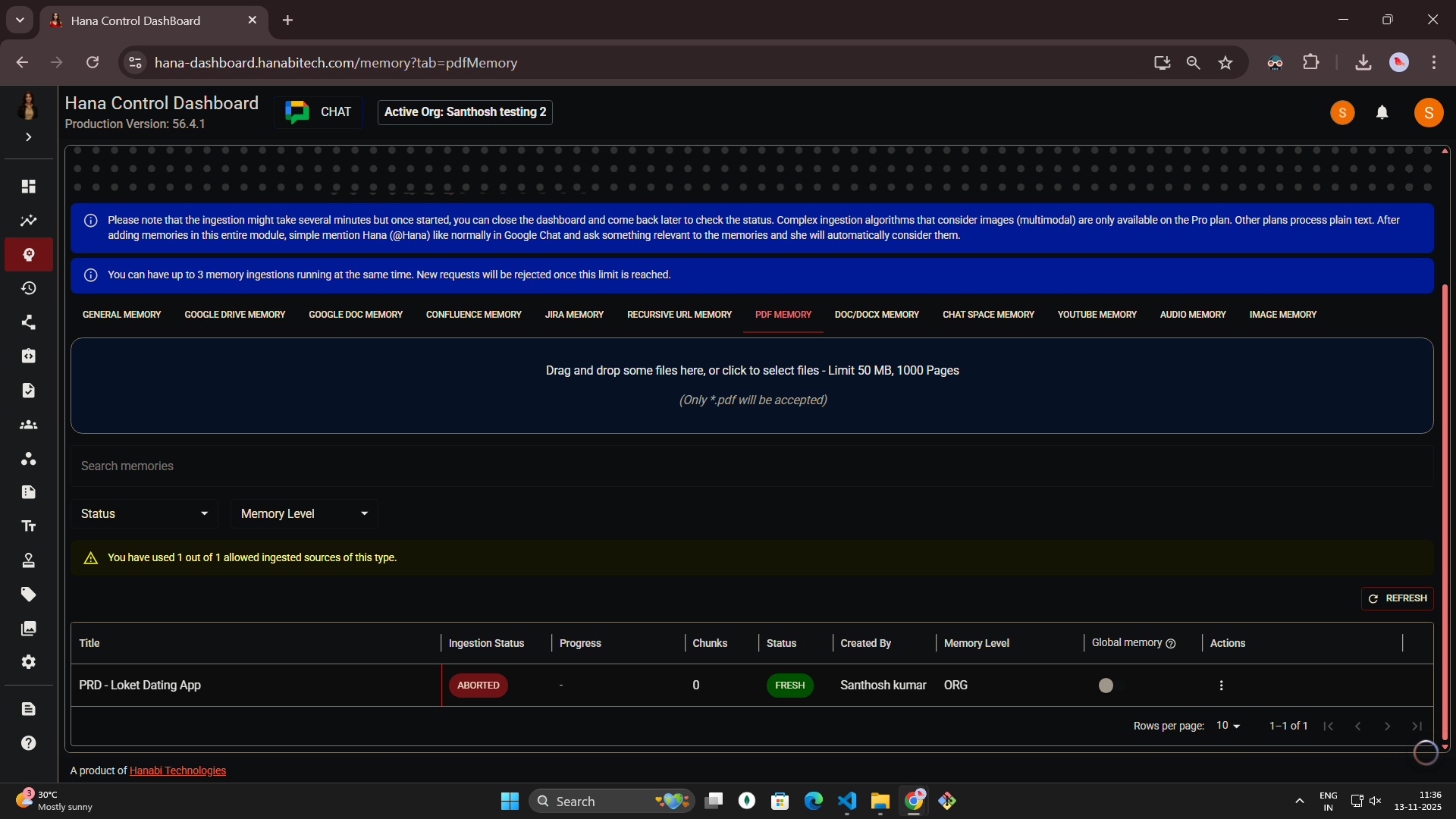 Pdf memory in Hana dashboard