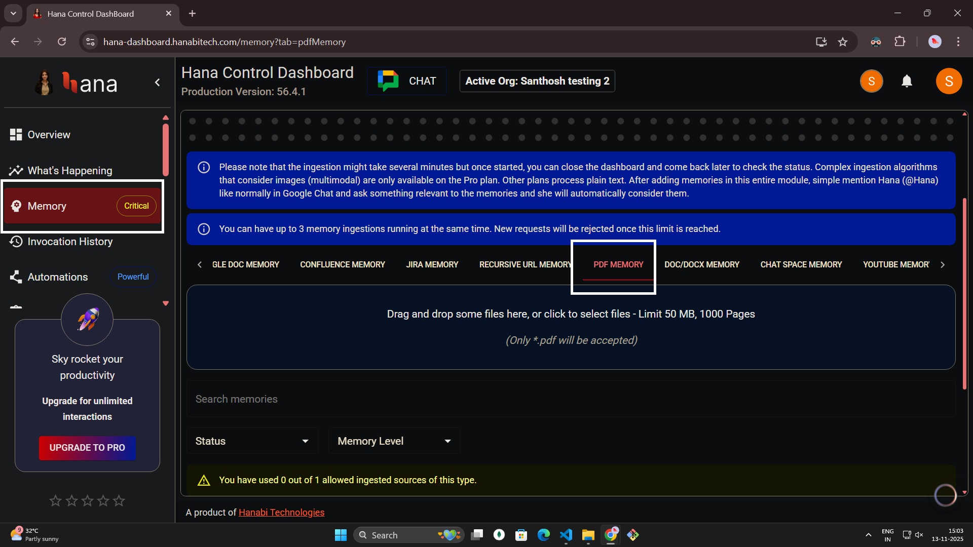 Pdf memory in Hana dashboard