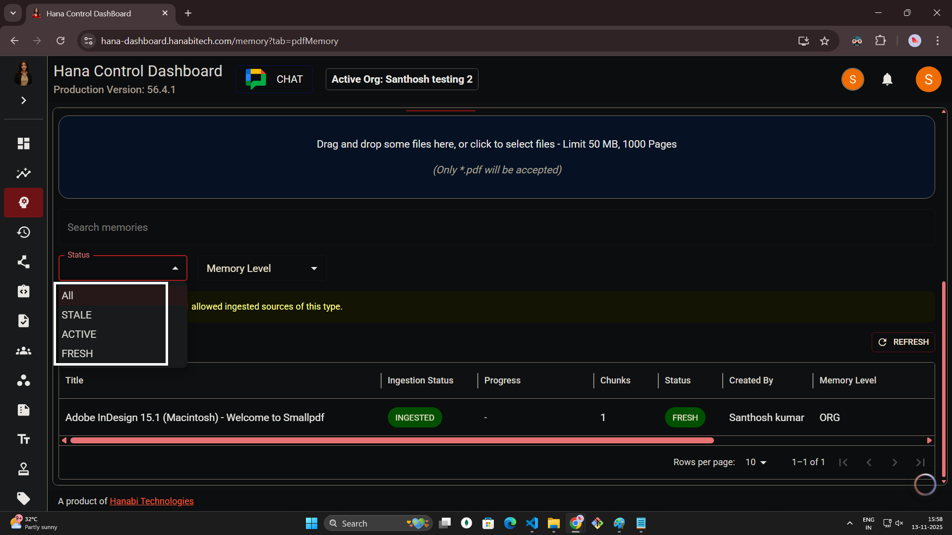 Pdf memory in Hana dashboard
