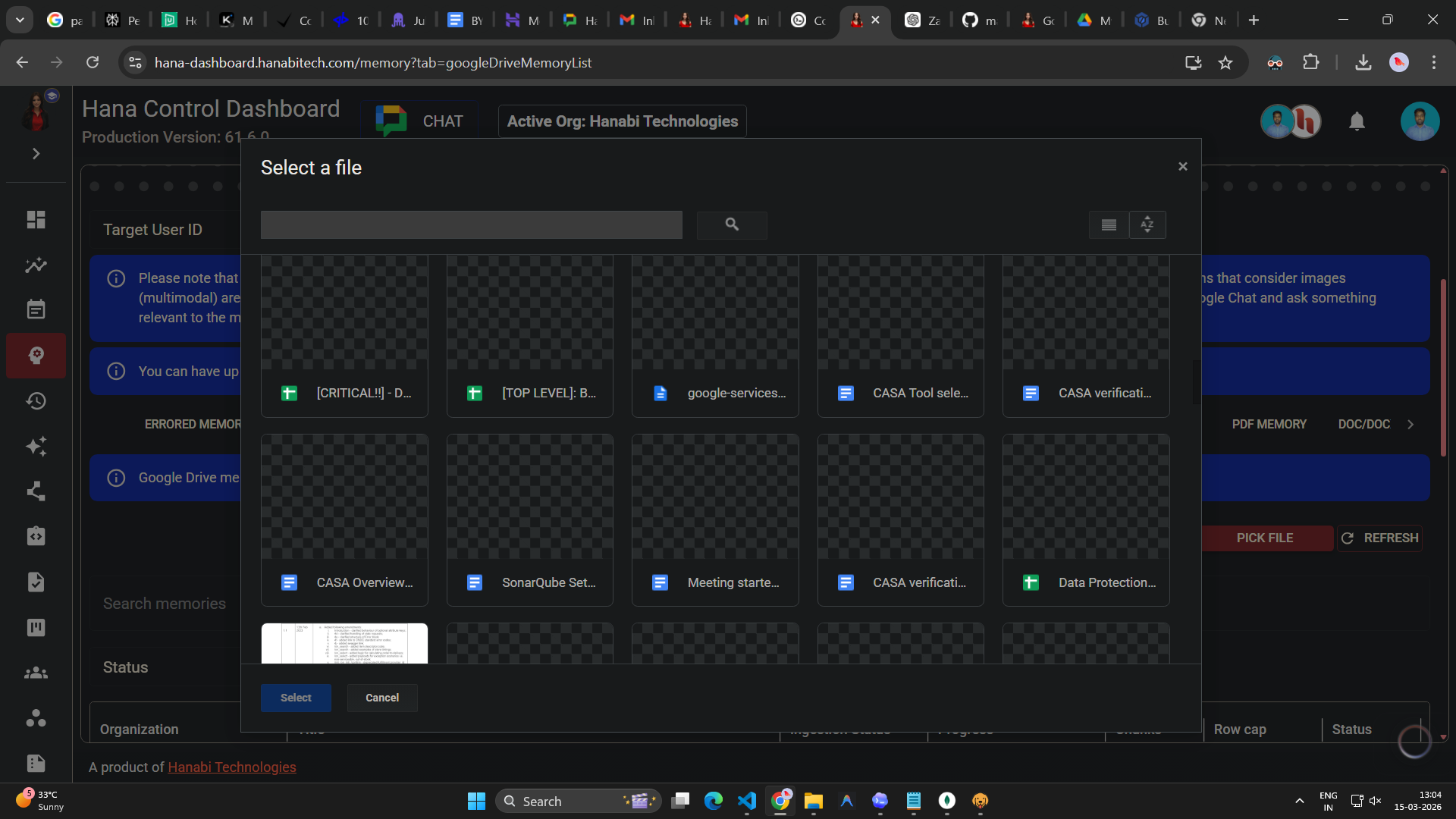google drive memory in Hana