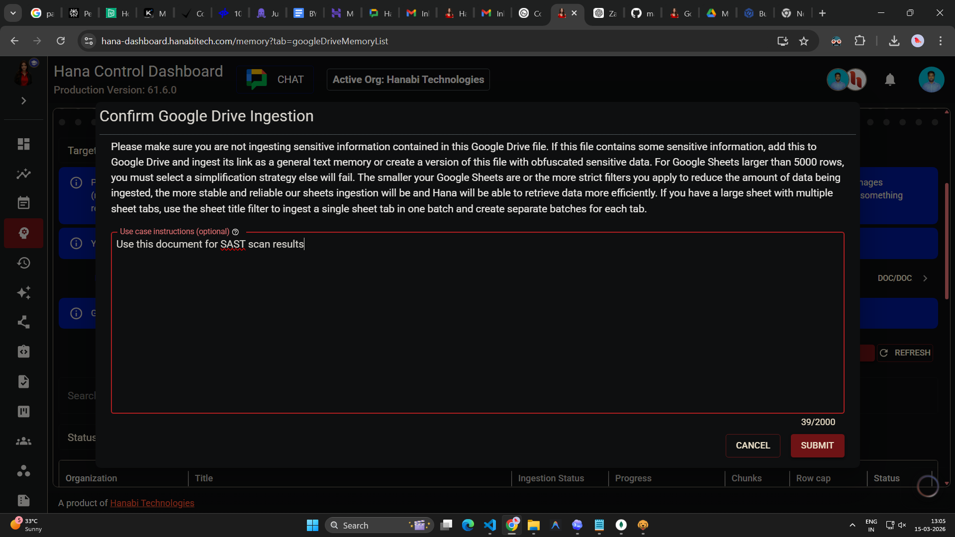 google drive memory in Hana