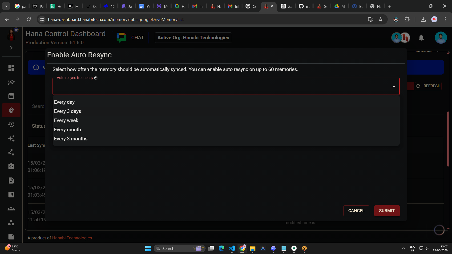 google drive memory in Hana