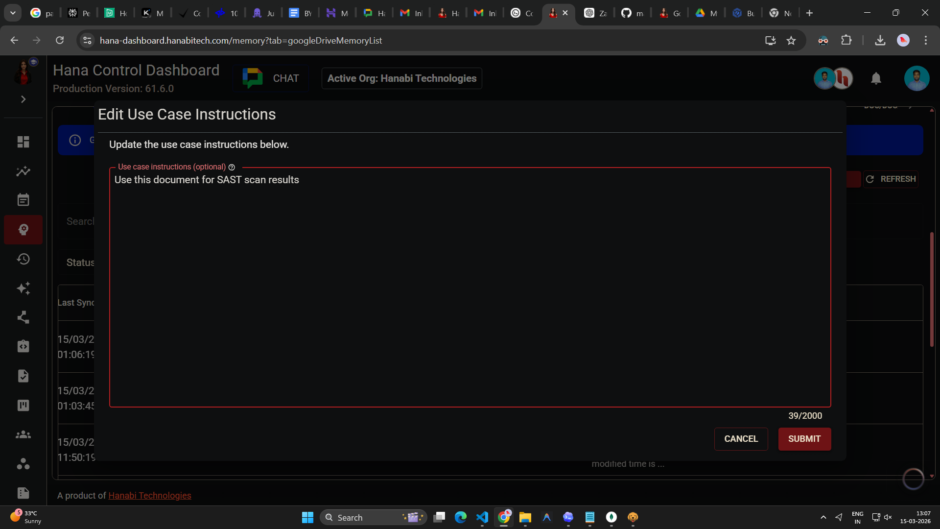 google drive memory in Hana