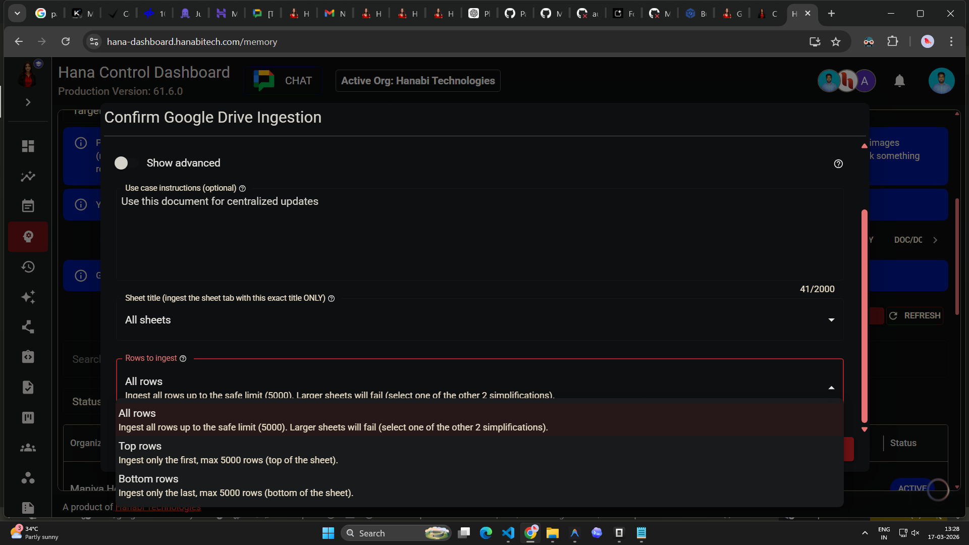 google drive memory in Hana