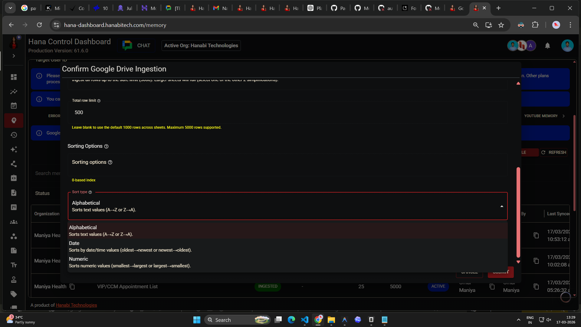 google drive memory in Hana