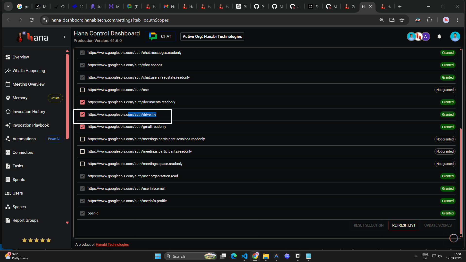 google drive memory in Hana