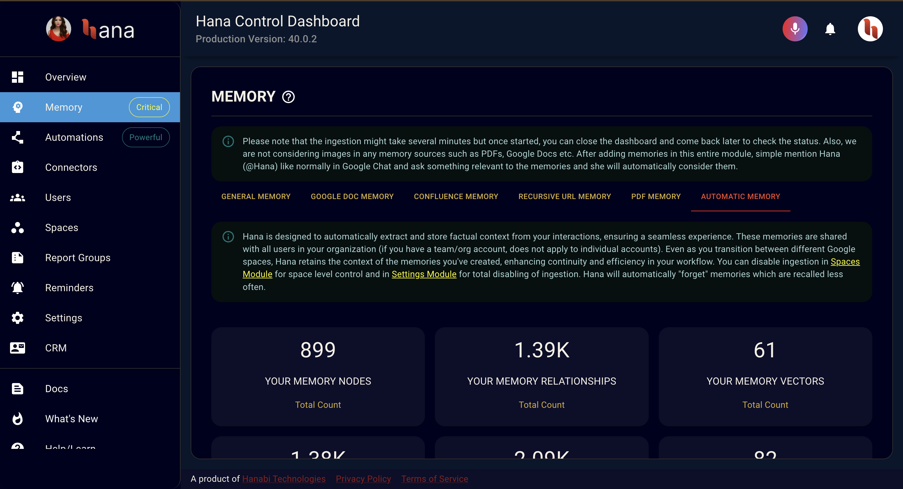 Automatic Memory Tab of Hana Dashboard Memroy Module