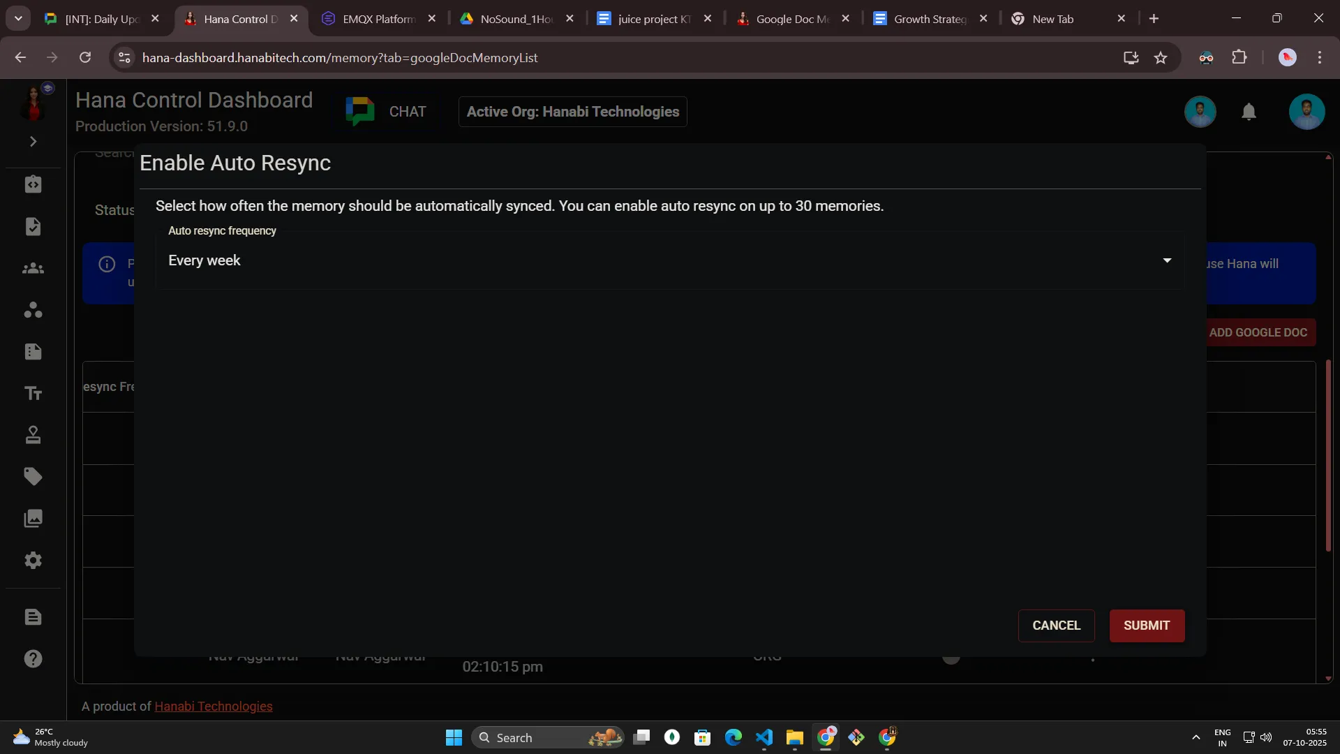 Google Doc memory access permissions for Hana