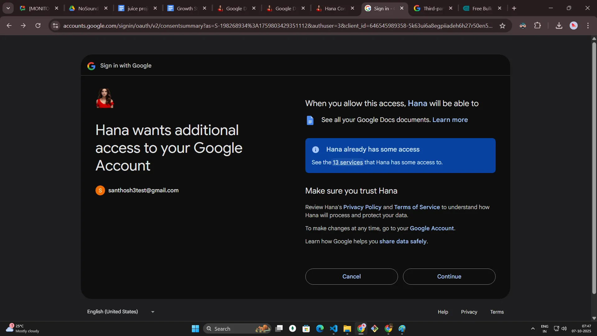 Google Doc memory in Hana