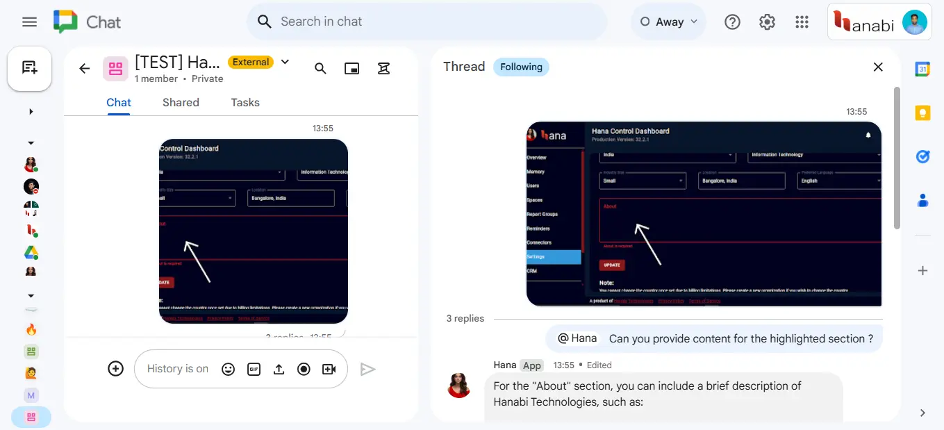 Image intelligence impact by applying hana response