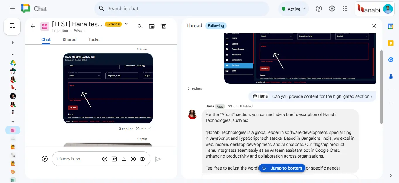 Image intelligence impact by applying hana response